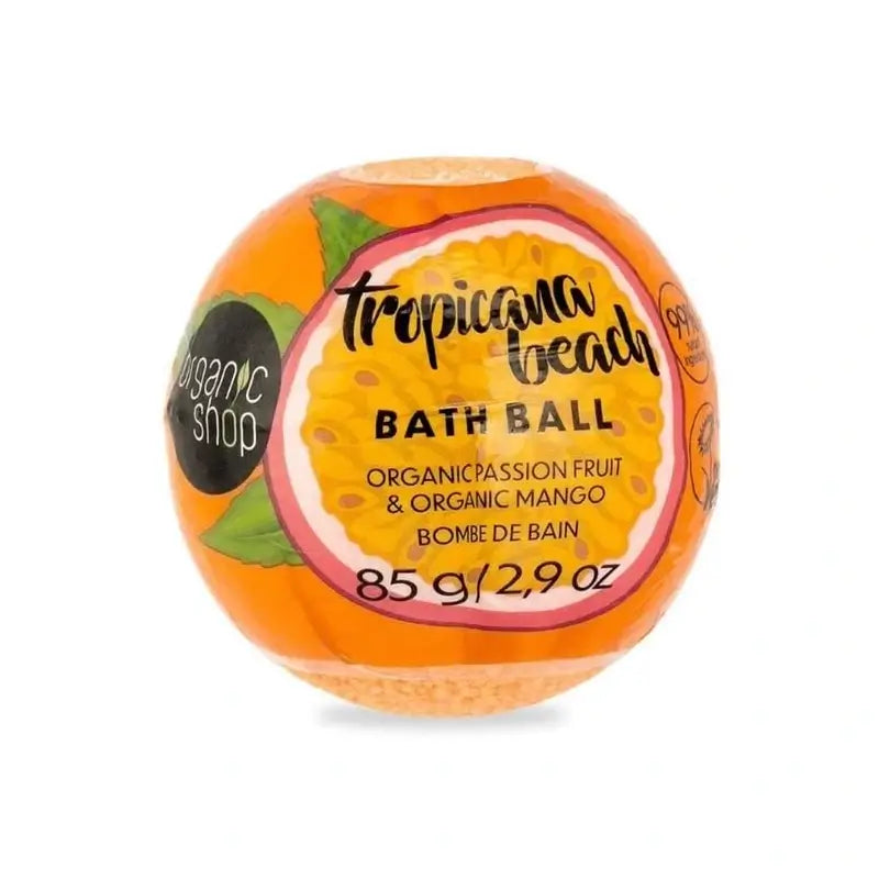 Organic Shop Tropicana Beach Bombe de bain biologique aux fruits de la passion et à la mangue, 85 g