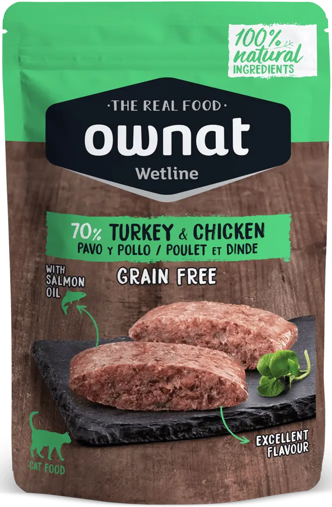 Ownat Wetline Feline Turkey Chicken Box 12X85Gr , nourriture humide pour chat
