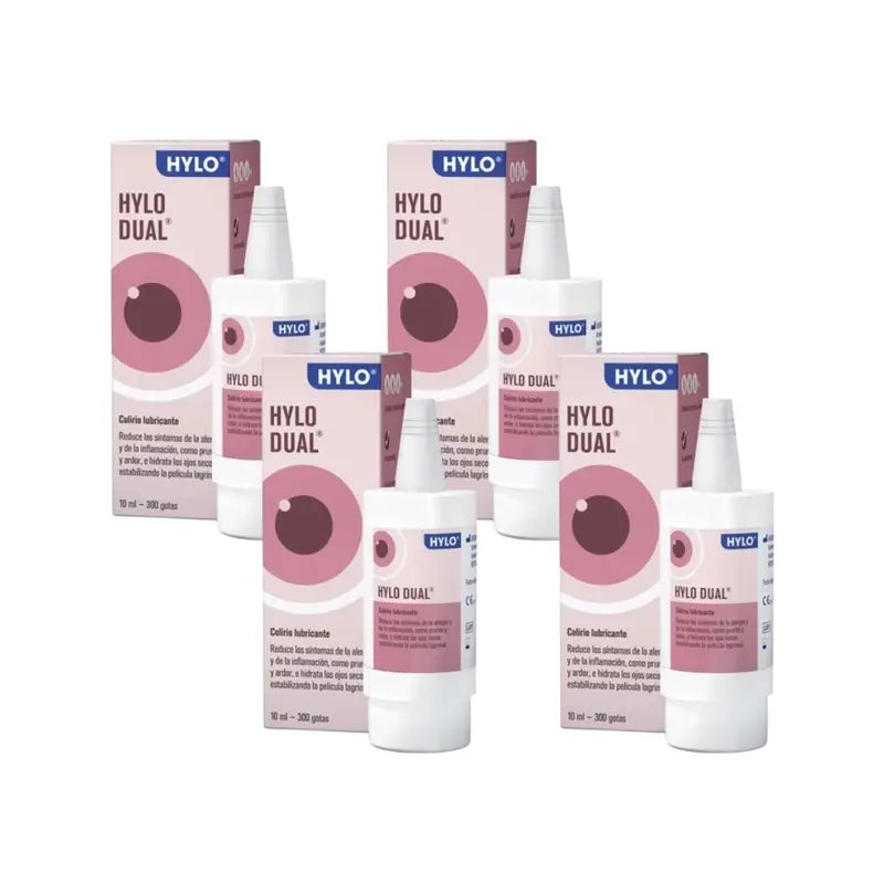 Hylo Dual Gouttes pour les yeux 10 ml, paquet de 4