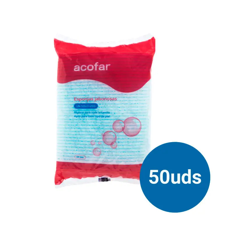 Acofar Pack éponge savonneuse jetable, 24 éponges x 50 sachets