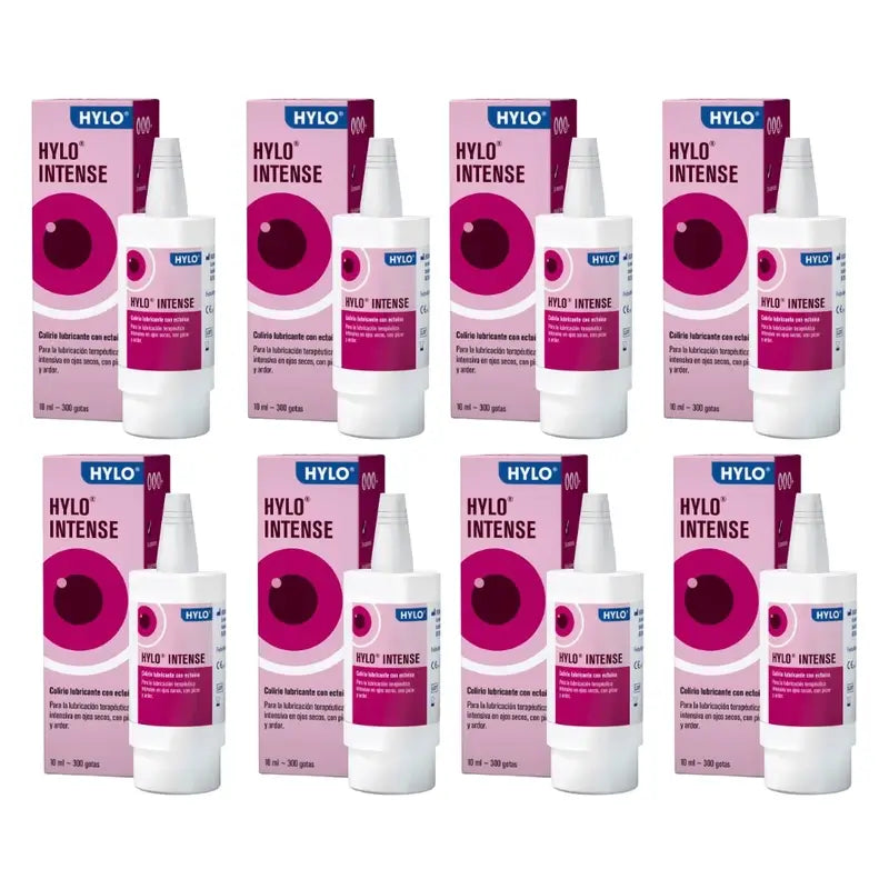 Hylo Intense Gouttes pour les yeux 10 ml, paquet de 8