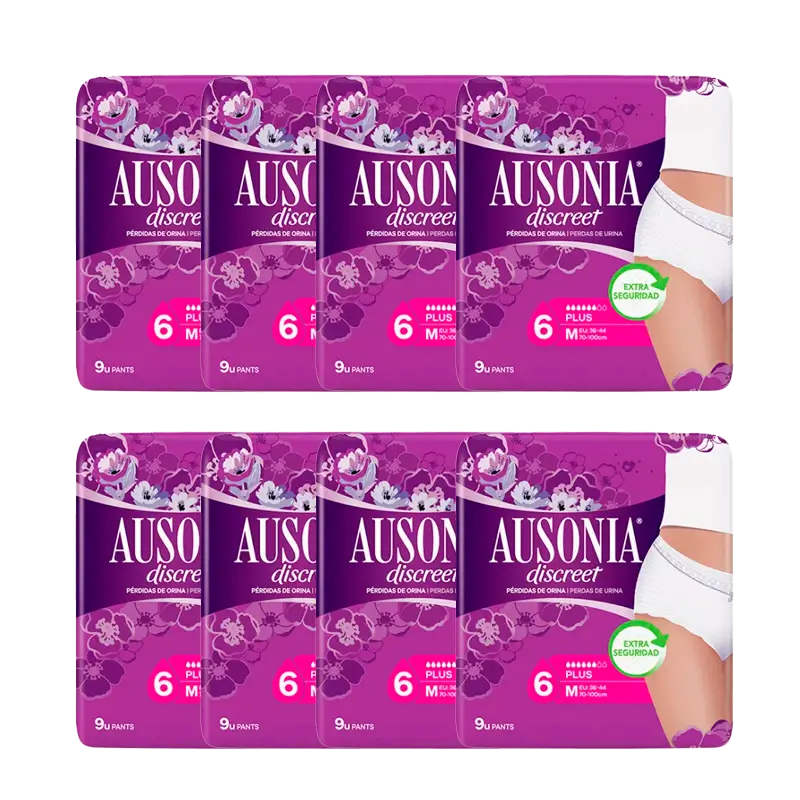 Pack 8X Ausonia Discreet Pants Plus Size M, 72 Pcs.