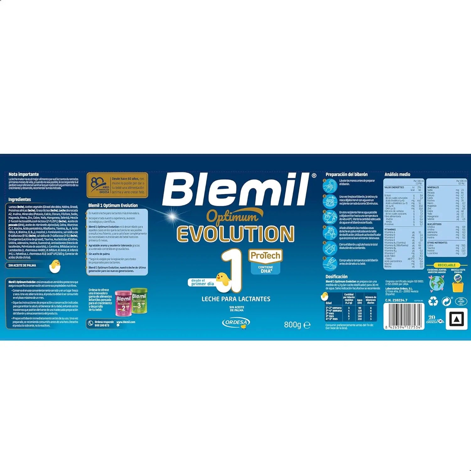 Blemil Optimum Evolution 1 Lait de démarrage, 2X800 g