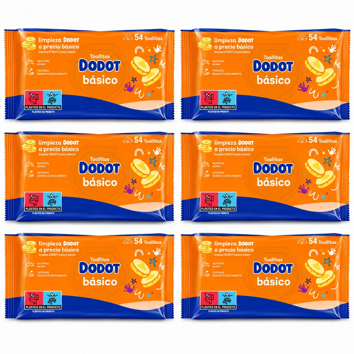 Dodot Wipes Basic, 6 x 54 (324 pièces)
