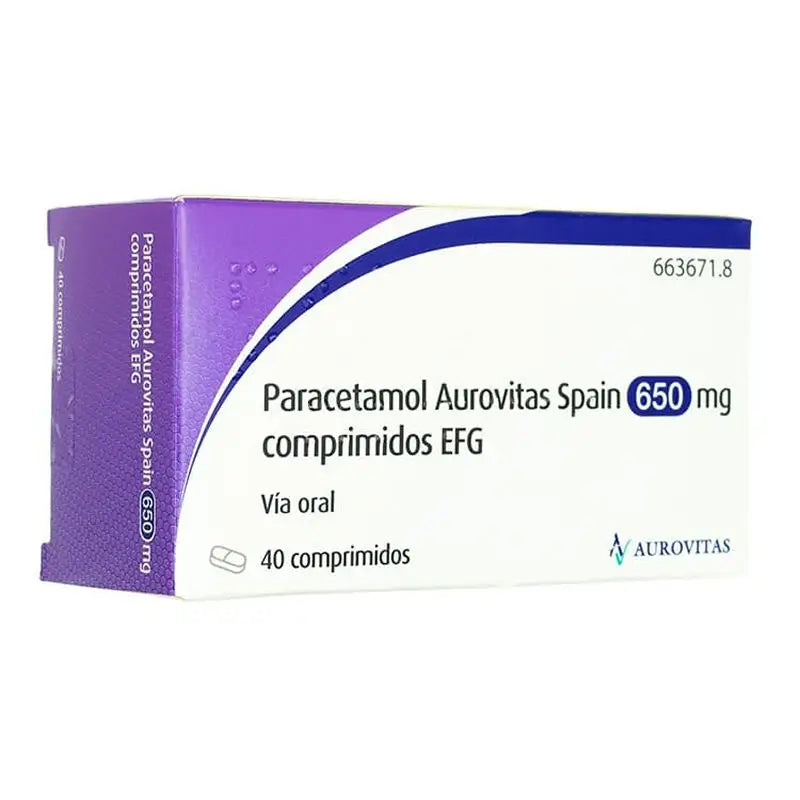 Paracetamol Aurovitas 650 mg, 40 tablets
