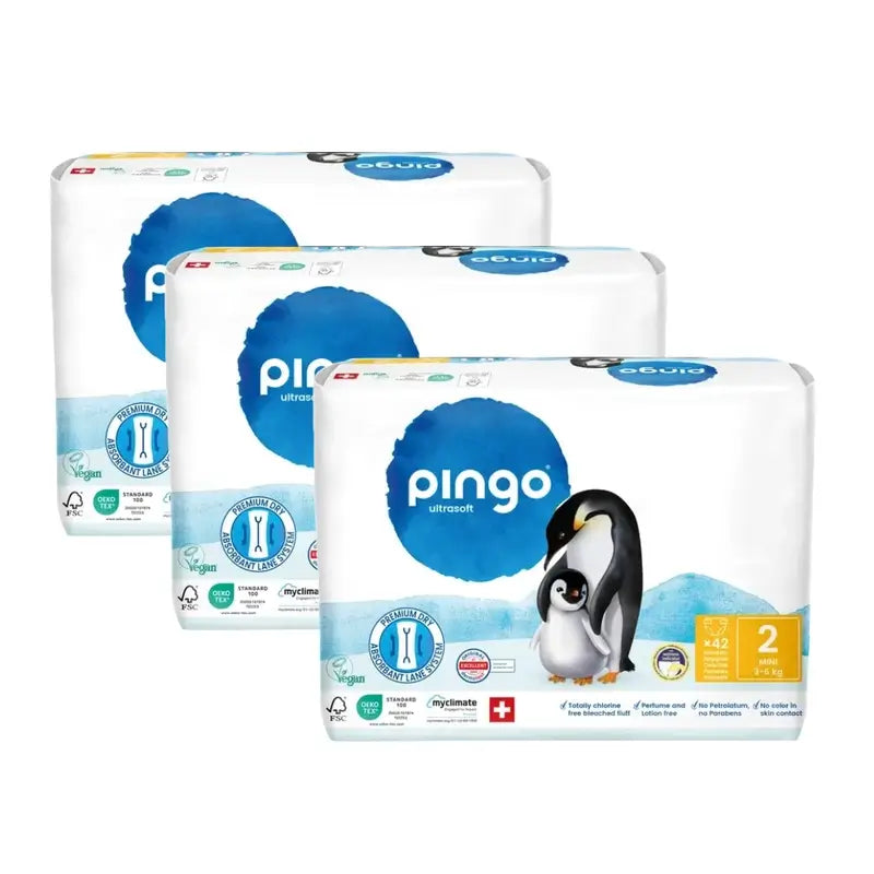 Couches écologiques Pingo Taille 2 (3-6 Kg), 3X42 unités