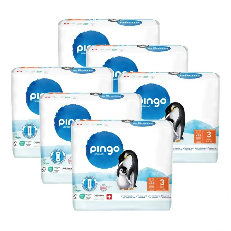 Couches écologiques Pingo Taille 3 (4-9 Kg), 6X44 unités
