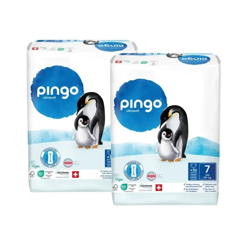 Couches écologiques Pingo Taille 7 (+15 Kg), 2X30 unités