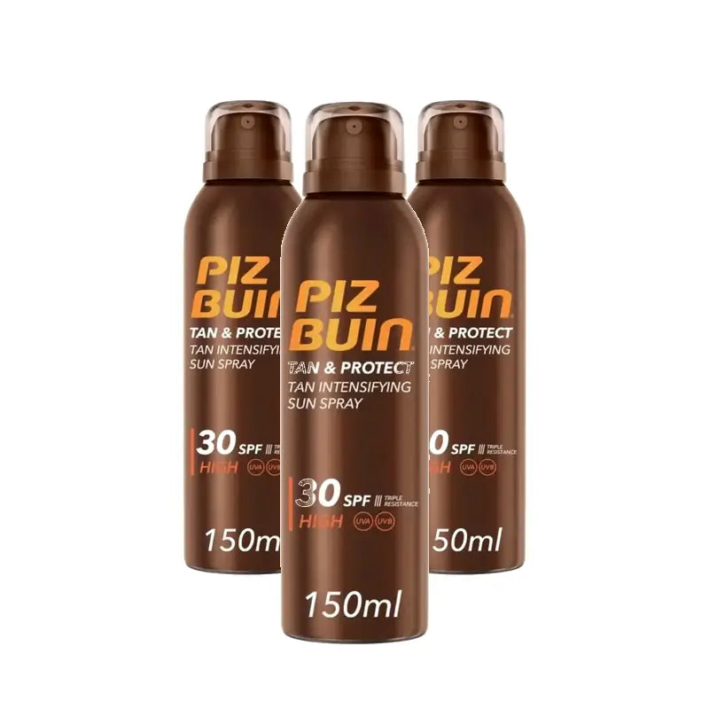 Piz Buin Tan & Protect Spray solaire intensificateur de bronzage SPF 30, lot de 3 x 150 ml