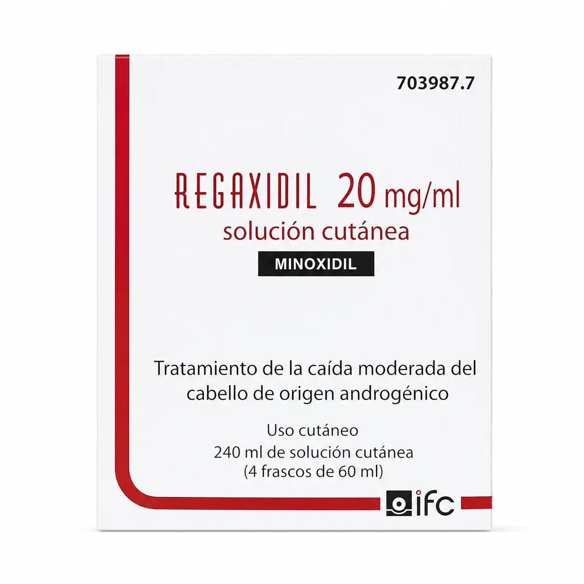Regaxidil 20 Mg/ ml Minoxidil Solution Cutanée 4 Flacons de 60 ml