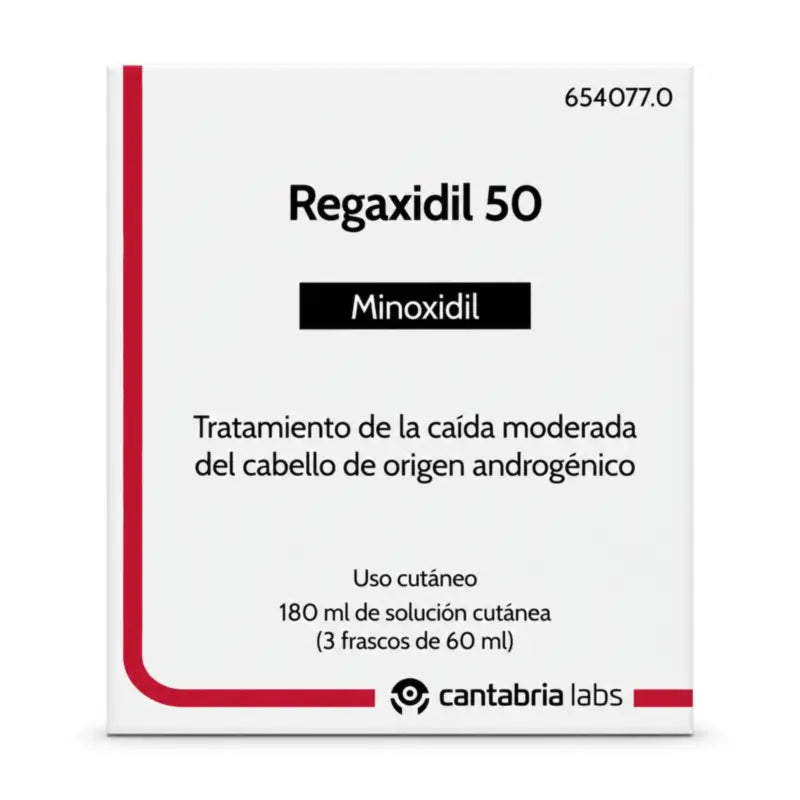 Regaxidil 50 mg/ml Minoxidil Solution Cutanée 3 Flacons de 60 ml