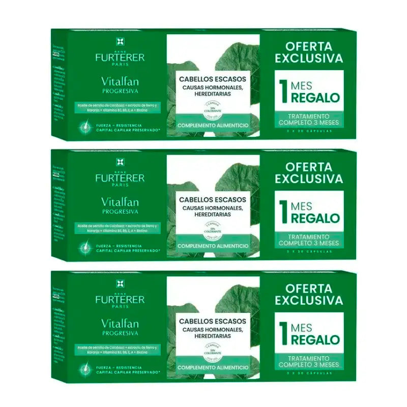 Rene Furterer Vitalfan Anti Chute de Cheveux Progressive, Pack 3 x 30 gélules