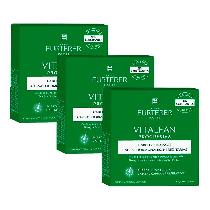 Rene Furterer Vitalfan Chute progressive des cheveux, Pack 3 x 30 gélules