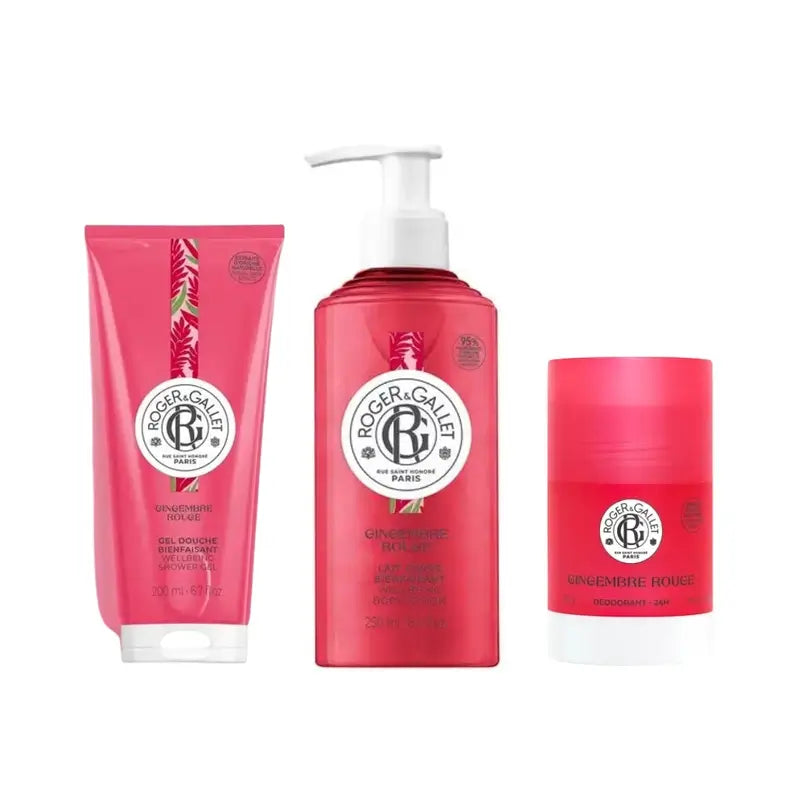 Roger & Gallet Gingembre Rouge Crème pour les mains + Baume à lèvres + Déodorant
