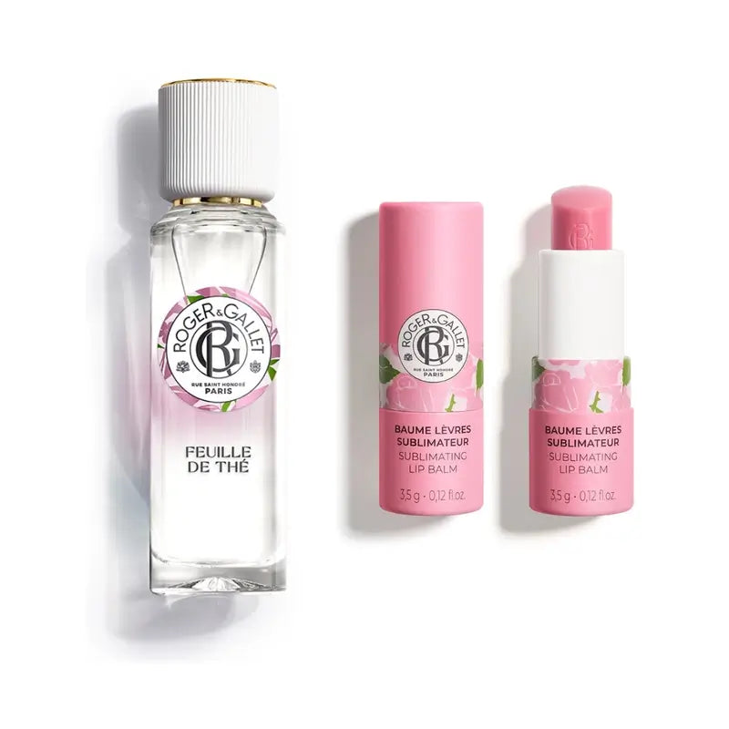 Roger & Gallet Baume à lèvres Rose + Eau parfumée Bien-être Feuille De Thé