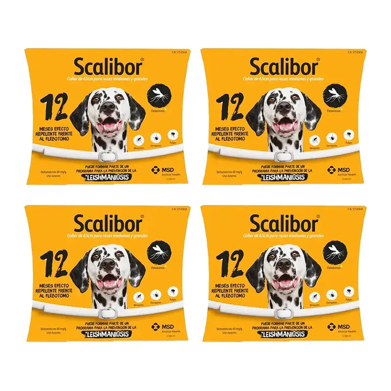 Collier antiparasitaire Scalibor pour chiens 65 cm, paquet de 4 unités