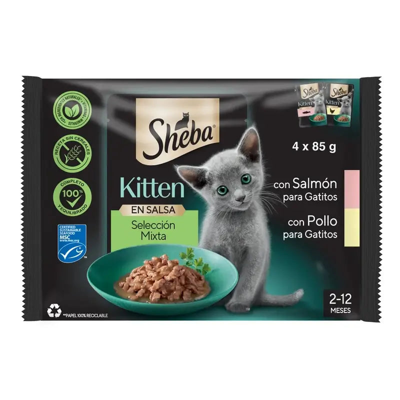 Sheba Kitten Pouch Mix Pour Chats 13X4X85Gr