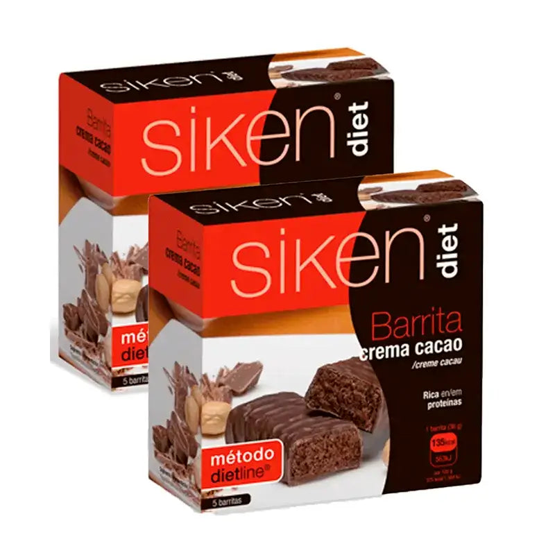 Siken Diet Barre de crème de cacao, paquet de 2 x 5 unités