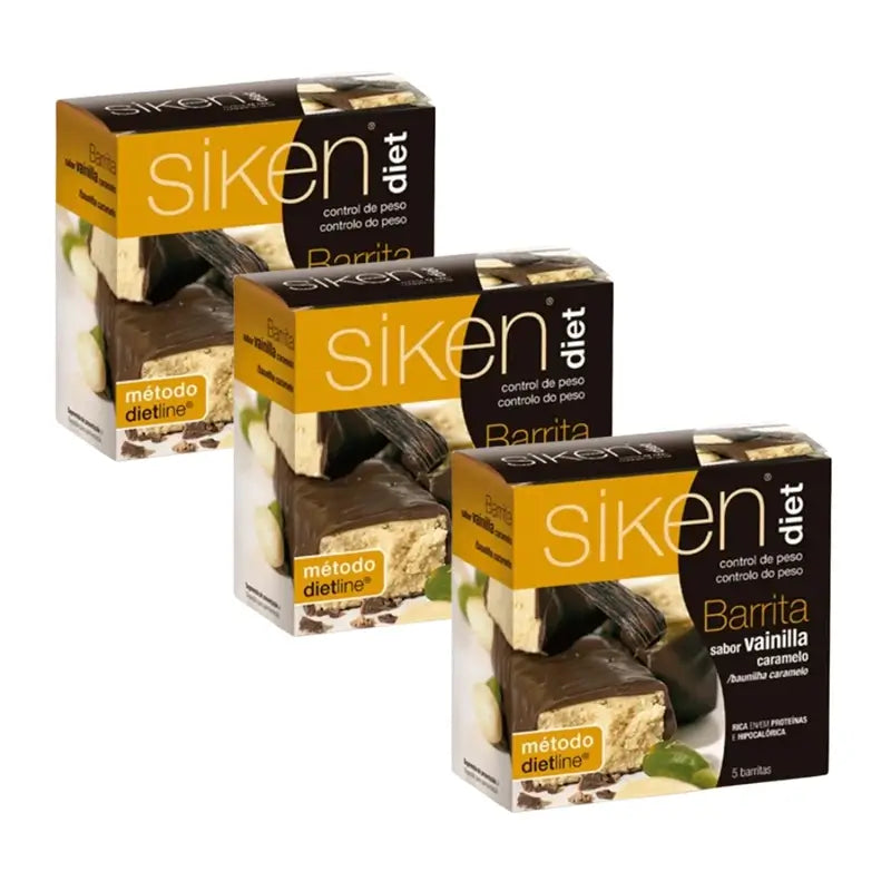 Siken Diet Barre aromatisée à la vanille et au caramel 3 x 5 unités Pack