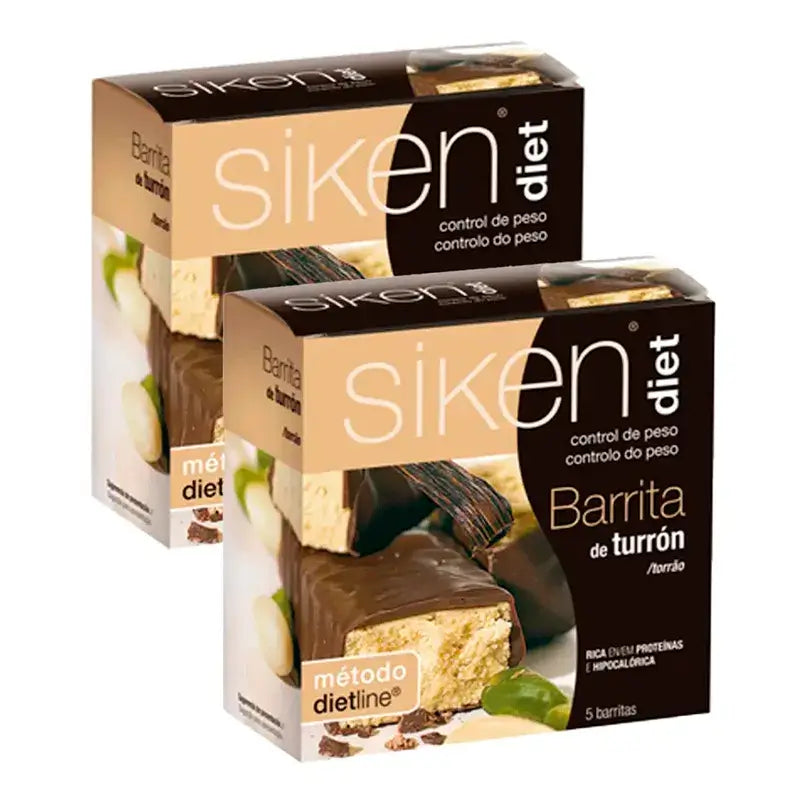 Siken Diet Barrita Turrón, paquet de 2 x 5 unités