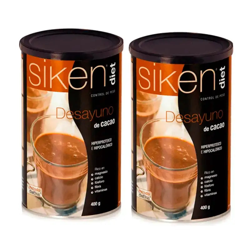 Siken Diet Breakfast Cocoa, paquet de 2 x 400 grammes