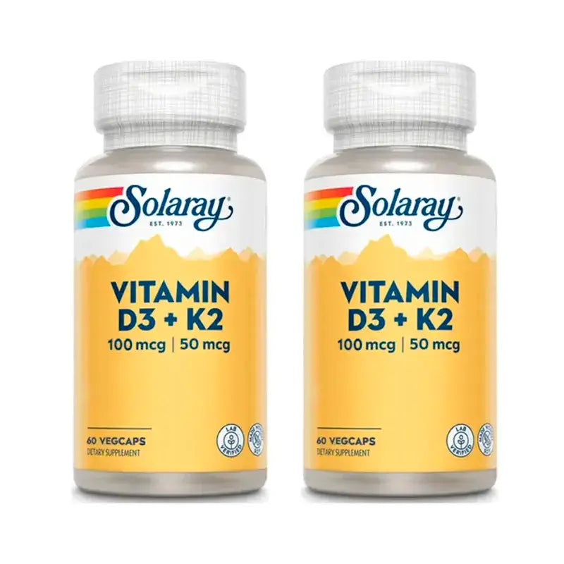Solaray Vitamine D3 & K2 Pack 2 x 60 Capsules