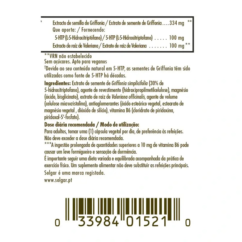 Solgar Griffonia 5 HTP Complex, 30 gélules