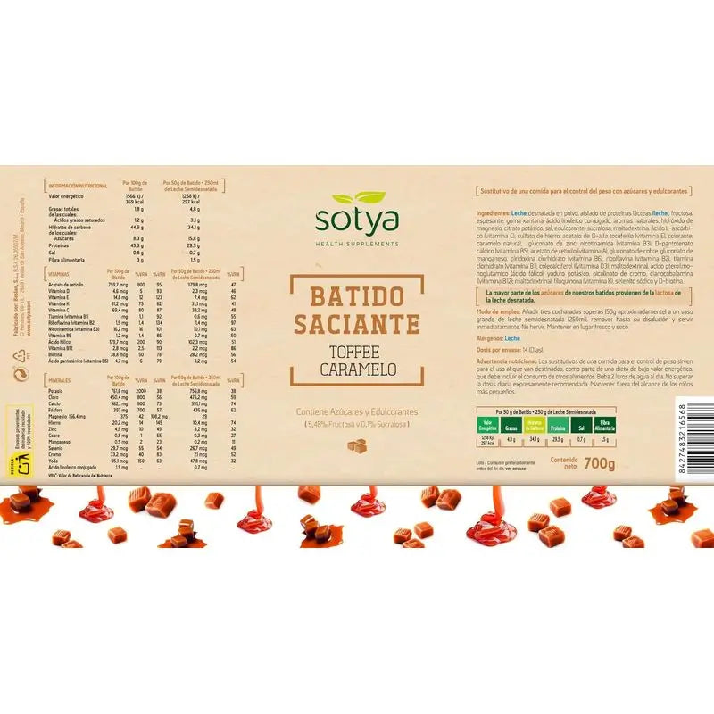 Sotya Smoothies rassasiants Caramel en poudre, 550 Gr