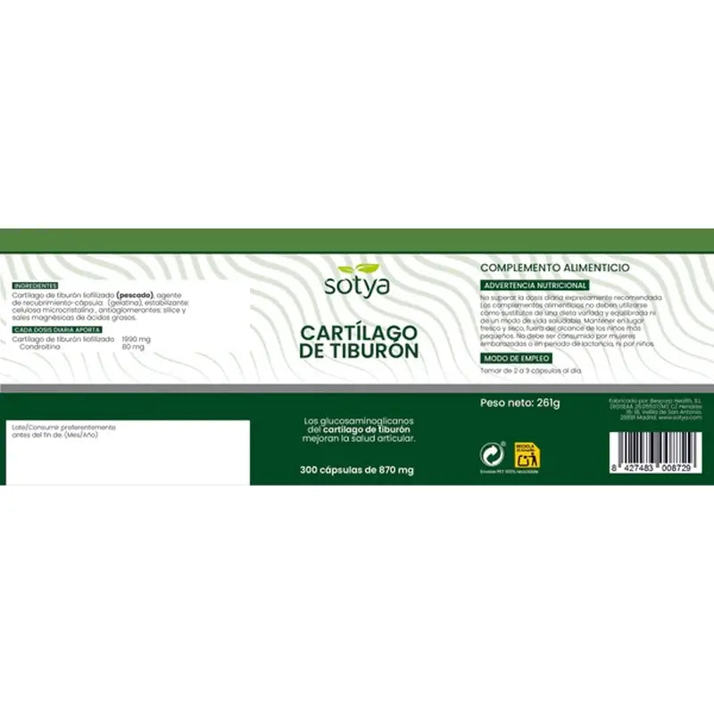 Sotya Cartilage de Requin 870 Mg, 300 gélules