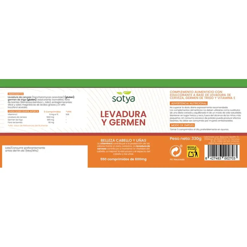 Sotya Levure de bière + Germe de blé 550 comprimés