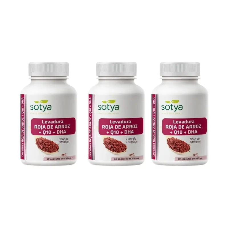 Sotya Riz à la levure rouge + Q10 + Dha, 3X60 Capsules