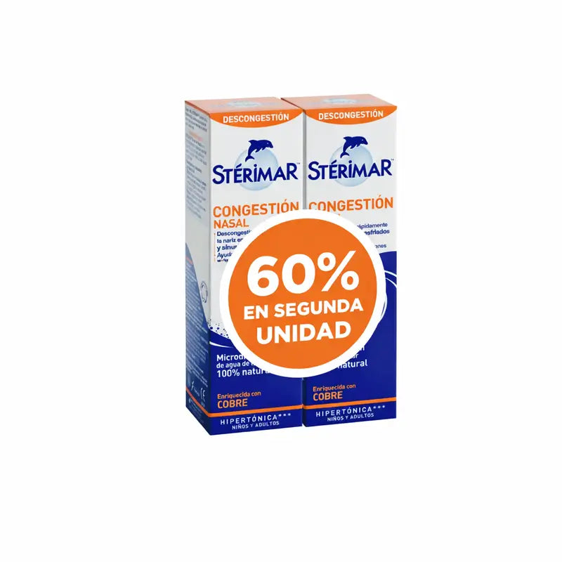 Sterimar Congestion, Pack 60 % gratuit sur la 2e unité, 100 + 100 ml