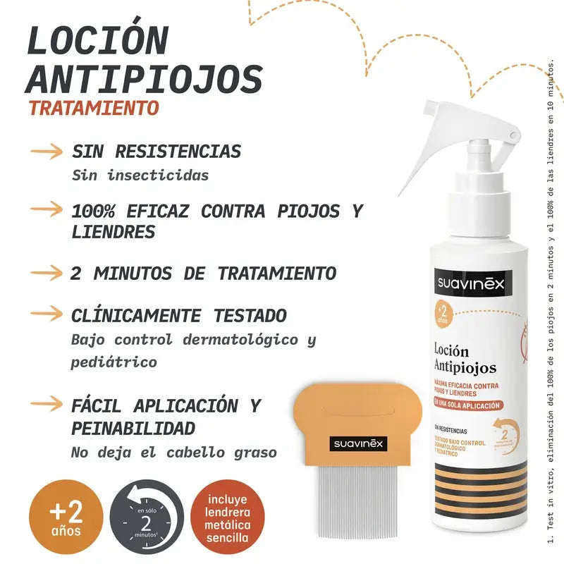 Suavinex Pack Lotion anti-poux 125 Ml + Filet anti-poux, +2 ans