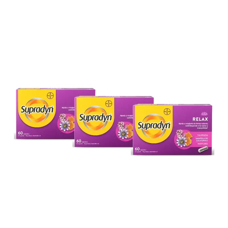 Supradyn Relax, apaisement et sérénité grâce à la passiflore et à la valériane, lot de 3 x 60 gélules