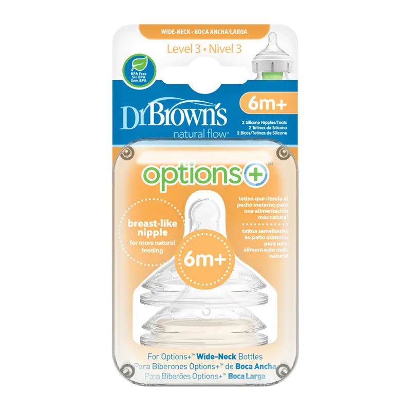 Dr. Brown's Teat Options+ Level 3 Wide Mouth, 2 pcs.