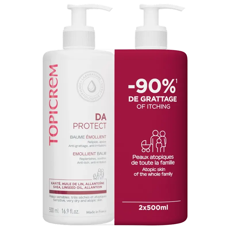 Topicrem Duo Pack Da Protect Baume Emollient 500 Ml 2ème Unité 50%.