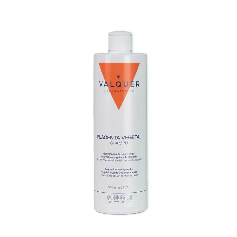 Shampooing au placenta végétal de Valquer. Combat : Chute de cheveux, pellicules, graisse, 500 ml