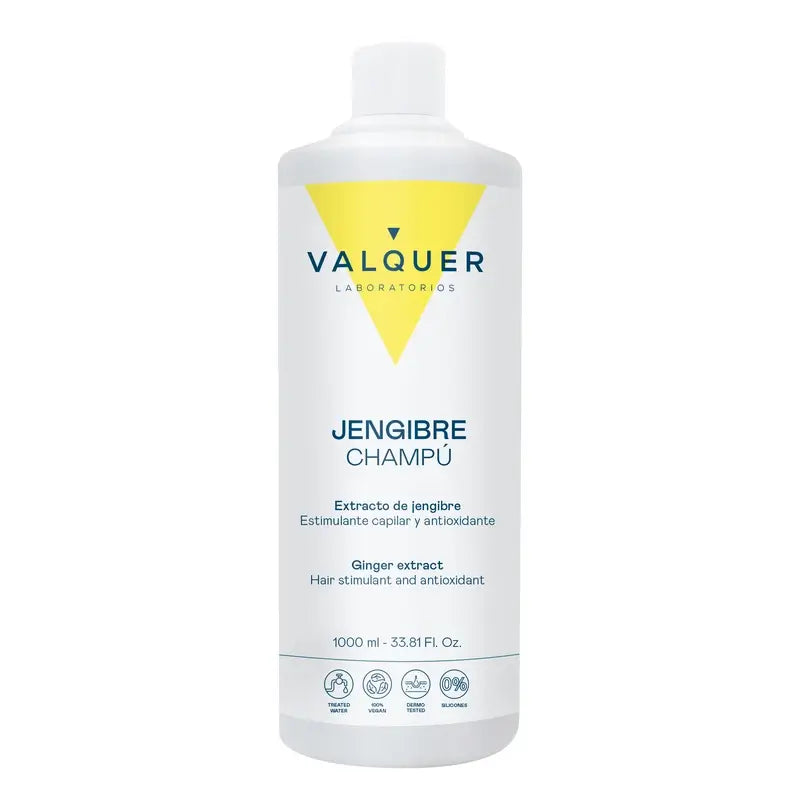 Valquer Ginger Strong Shampooing au gingembre - Antipelliculaire, revitalisant et fortifiant, 1 L