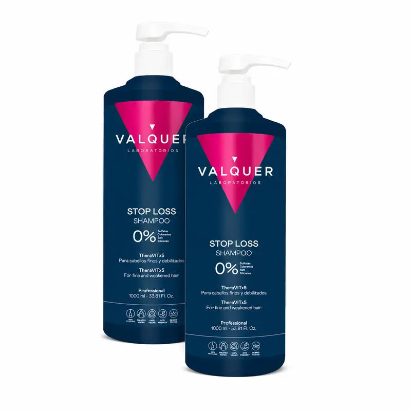 Valquer Hair Care Shampooing anti-chute, Stop Loss, Pack 2 x 1000 ml