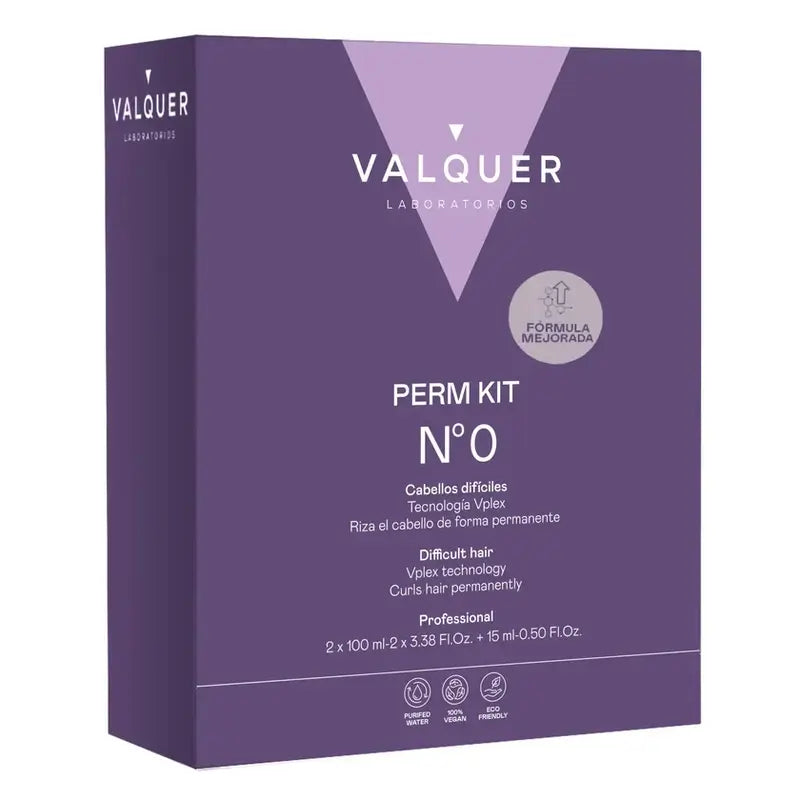 Valquer Professional Perming Kit Nº0 - Difficult Hair - 2 Steps + Conditioner Silk Effect