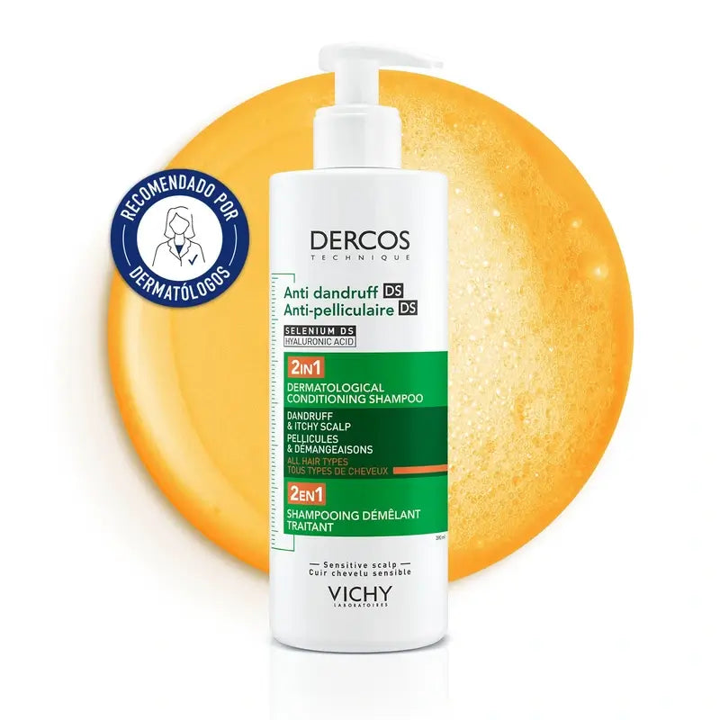 Vichy Dercos Shampooing revitalisant antipelliculaire Ds 2 en 1, 390 ml