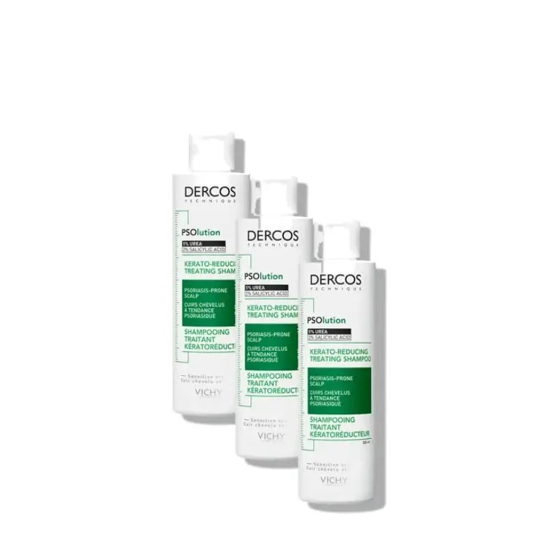 Vichy Dercos Psolution : shampooing antipelliculaire et anti-démangeaisons, lot de 3
