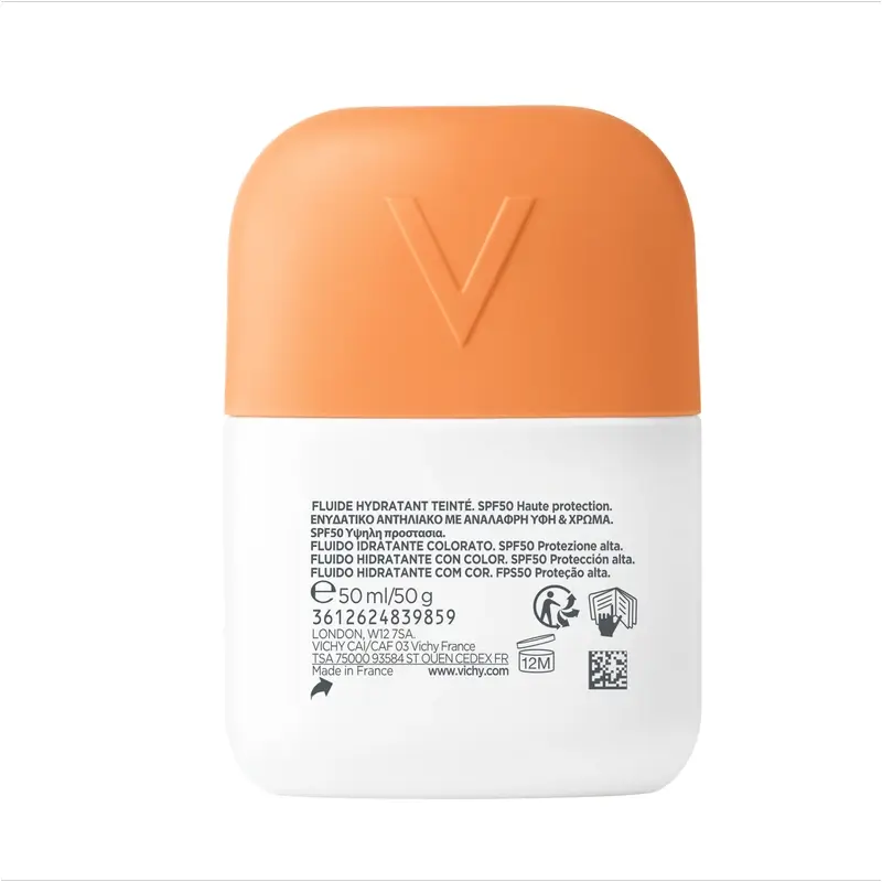 Vichy Solar Uv Aqua Fluide Hydratant Spf50 Teint Clair, 50 ml