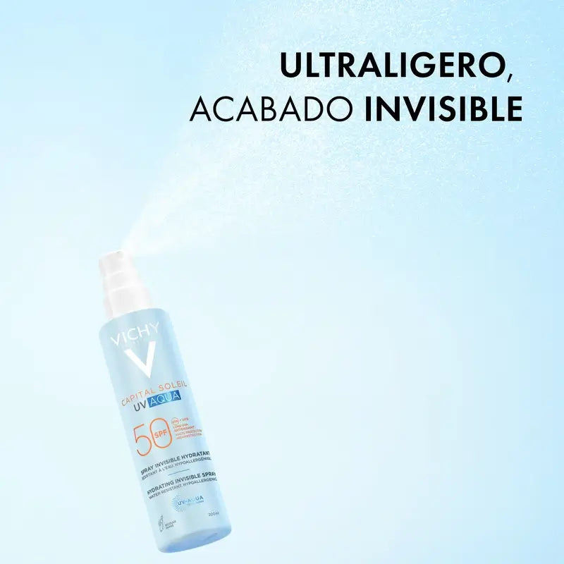 Vichy Solar Uv Aqua Spray Spray Hydratant Invisible, 200 ml