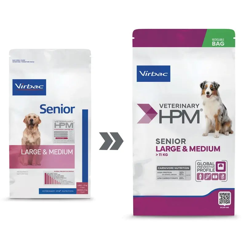 Virbac Hpm Senior Neutered Dog Large & Medium 12 Kg Croquettes pour chiens, aliments pour chiens