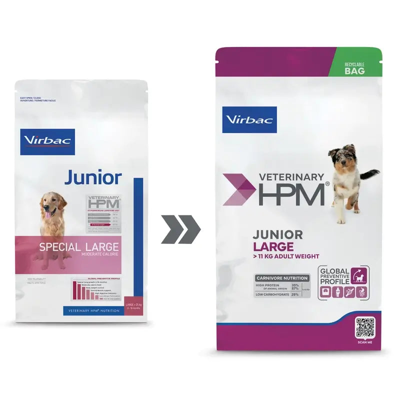 Virbac Veterinary HPM Junior Large Dog, 12 kg, nourriture pour chiens