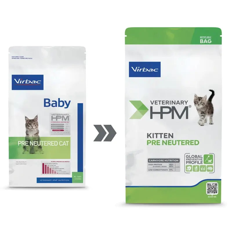 Virbac Veterinary HPM Kitten Pre Neutered Cat , 3 kg, nourriture pour chats