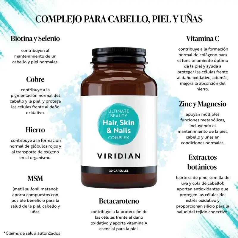 Viridian Beauty Complex Cheveux, Peau et Ongles 30Cap.Veg.