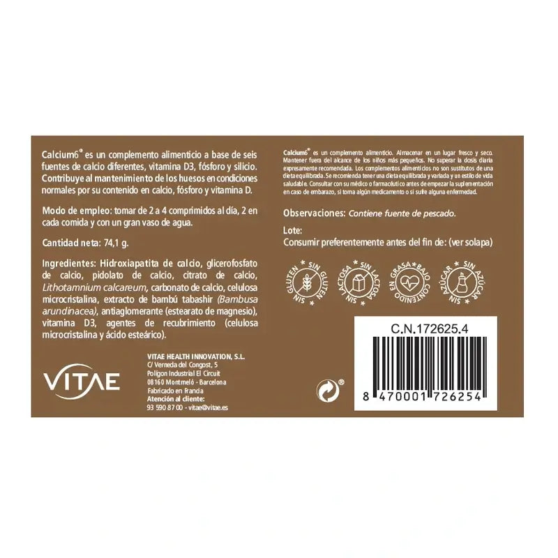 VITAE Calcium6, 60 comprimés