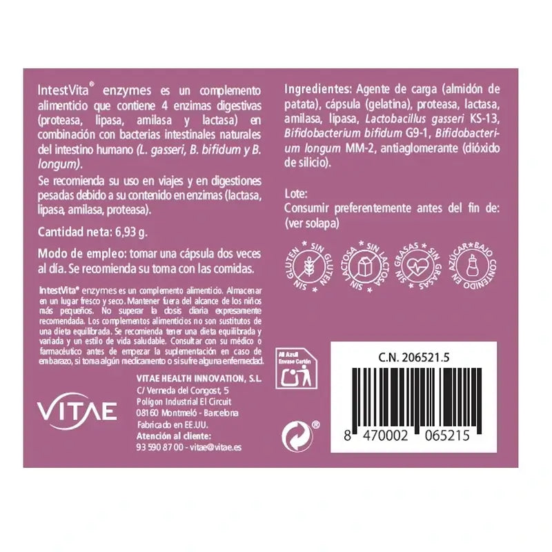 VITAE IntestVita Enzymes, 15 gélules